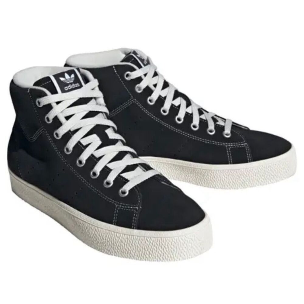 Adidas Stan Smith CS Mid Sneakers Size 9.5 Leather‎ Upper Lace Up Black